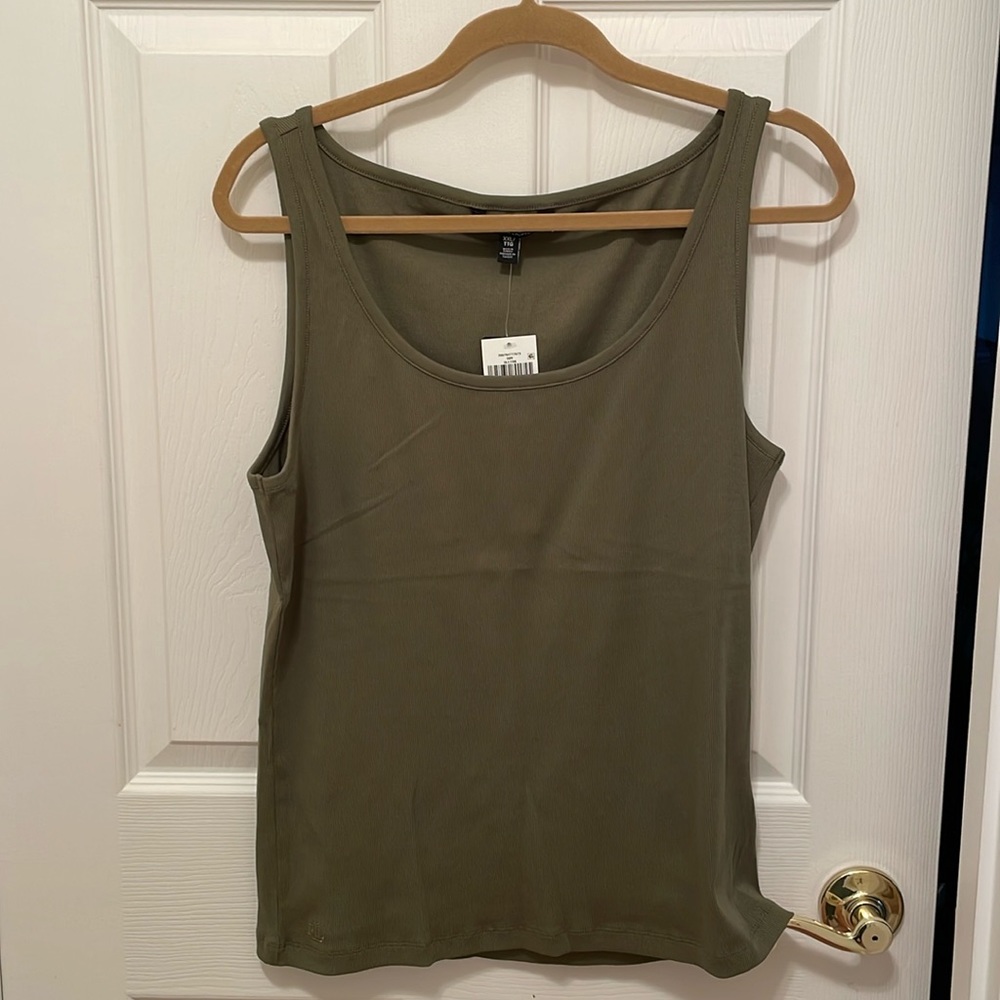 Olive rib-knit tank top